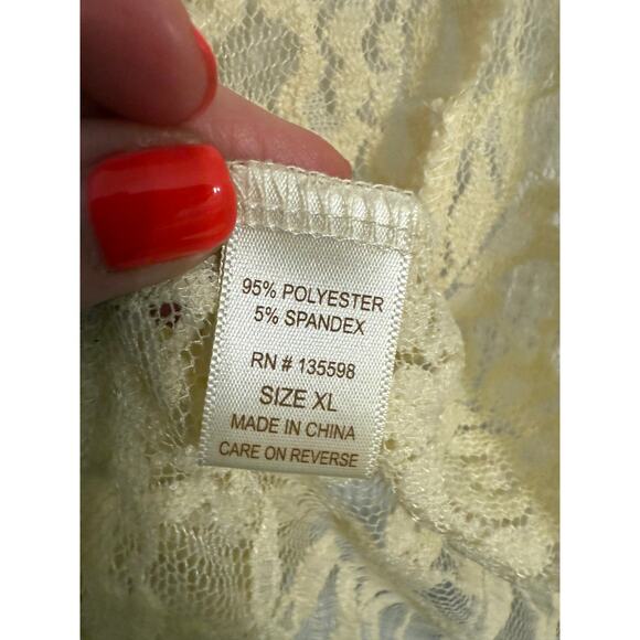Liberty Love Women's XL Fairy Sheer Lace Kimono Open Front Cardigan Cream Boho - Picture 5 of 9